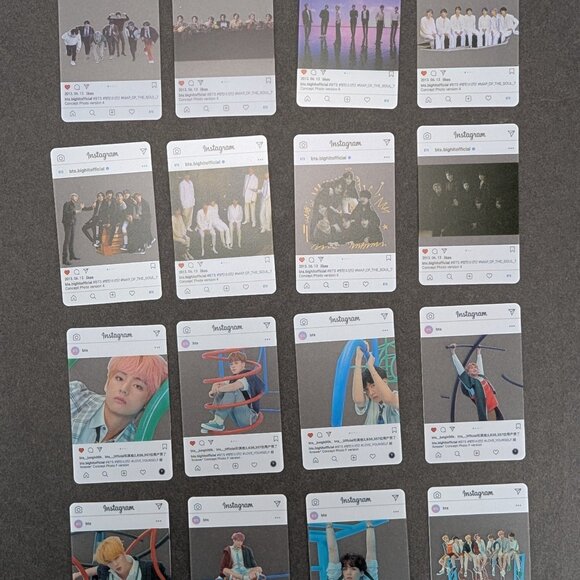 BTS Instagram Photocard Photo Card Set of 16 Transparent Jungkook Jhope Jimin - Picture 8 of 8
